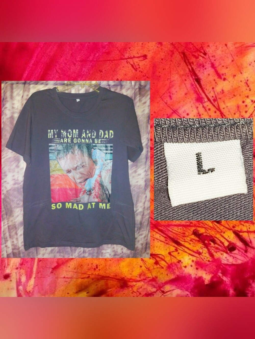 Med Gray/Multiclr Matthew Lillard as Stuart from Scream Unisex Knit T-Shirt Sz L